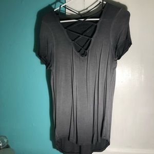 American Eagle Gray Criss-Cross T-Shirt